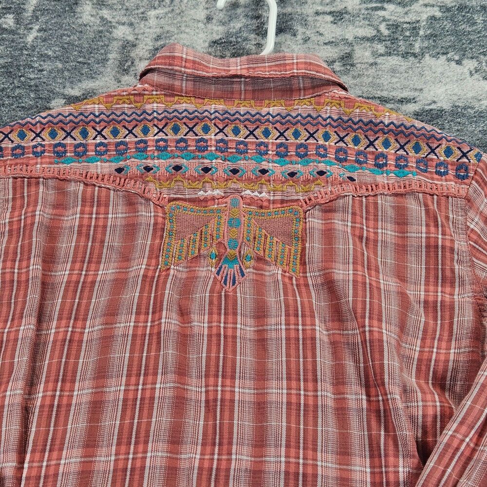 Ariat Womens Real Antique Thunderbird EMB Shirt Size XL Red Embroidered Plaid